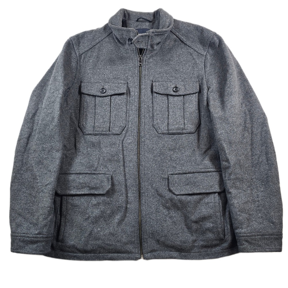Banana Republic Wool Field Jacket Mens Large Gray Wool Blend Utility Coat
